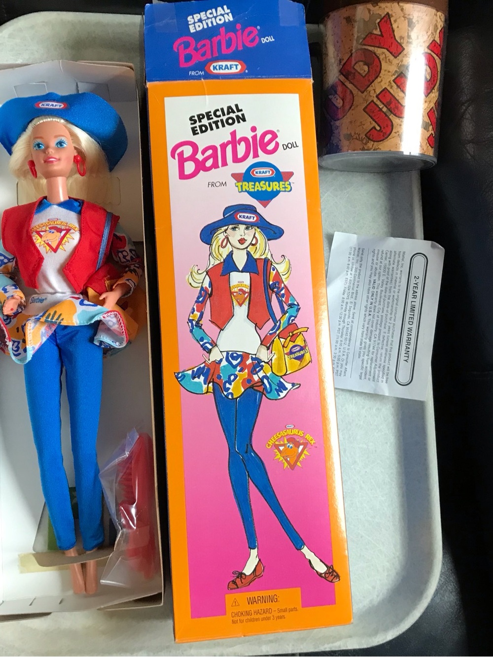 1992 Kraft Treasures Barbie Special Edition Doll in Blue, Pink and Red Outfit